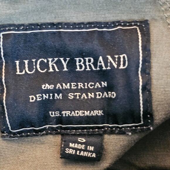 Lucky Brand Utility Jacket Military Green Zip Pockets Womens Small Cinch Waist - Picture 9 of 15